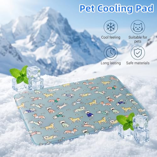 Image of Qpets Self-Cooling Pad for Dogs and Cats, Compatible with Pressure Activated Cooling mat Using ice Silk Fabric, Large Waterproof Design for Heat Stroke Prevention and Stay Cool Comfort Indoors