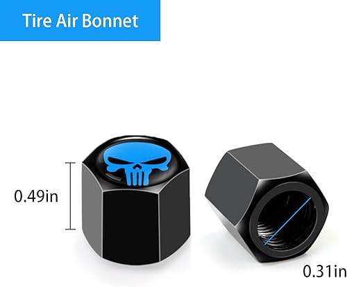 Miniatura 2 de Sodcay 4 tapas de válvula de aire de calavera de neumático de automóvil cubierta sellada a prueba de polvo tapa de válvula antirrobo se adapta a