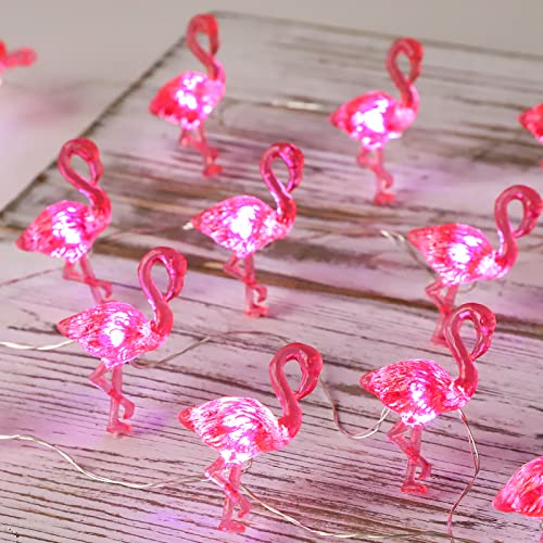 Image of Pink Flamingo String Lights Battery Operated with Remote Fairy Lights 10ft 30LEDs USB Plug in Summer Tropic Themed Flamingo Decor Lights for Home Party Gifts Decorations