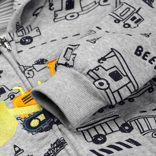 Image of Boys Toddler Zip Up Hoodie Kids Fall Winter Jacket Cute Sweatshirt With Hood 2-7 Years Old