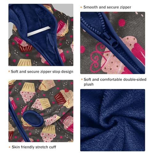 Valentine's Day Cupcakes Girls Fleece Jacket Girls Fall Jacket Girls Zip Up Hoodie Girls Sherpa Jacket 2-10T3