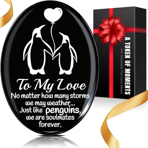 Valentines Day Couple Gift for Him Husband Boyfriend - Romantic Penguin Stone, Valentines Day Decorations, Valentine's Gifts for Him Her - Anniversary Birthday Gifts for Men, Men Gift Ideas