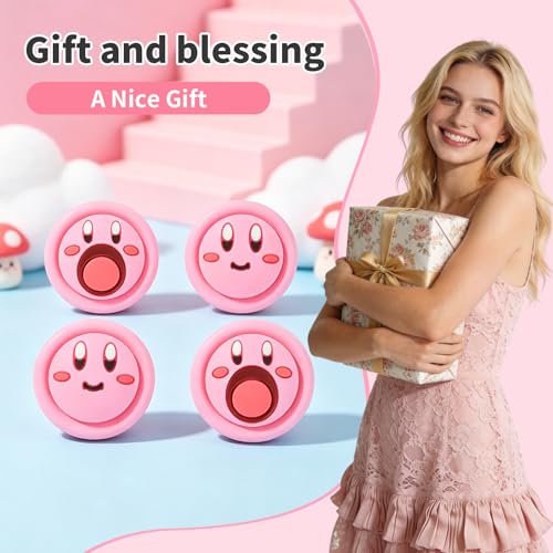 Image of PERFECTSIGHT Cute Thumb Grip Caps for Switch 2, PS5 PS4 Xbox Series XS Xbox One Switch PRO Controller Steam Deck, 4PCS Soft Rubber 3D Thumbsticks Button Joystick Cover, KB Mouth