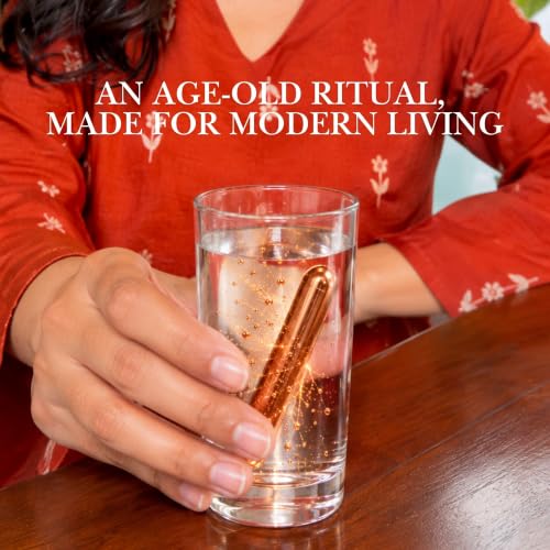 Image of ADHYAY Copper Stem Water Enhancer - 99.9% Pure Unpolished Copper Stick, Lab-Tested Food-Grade | Ayurvedic Tamra Jal Charger for Glass, Bottle, Jug & Mitti Ka Matka | Portable Reusable, 1 Pc