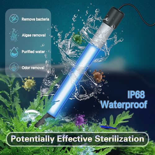 Image of 13W Timer UV Aquarium Clean Light Algae Removal Fish Tank LED Light Green Clean Waterproof for Pond Tank Aquarium