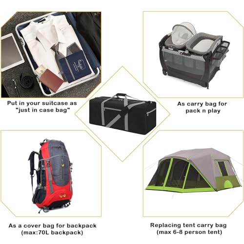 Image of iFARADAY 75L Foldable Duffle Bag, Black-75L(with shoulder strap), 75L - 3.0, Foldable Duffel Bag