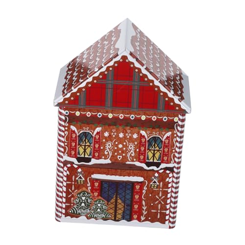 Toyvian Caja de Galletas Navideña de Hojalata con Diseño de Casa Caja Metálica para Dulces de Fiesta Almacenamiento Resistente para y Pasteles Celebraciones Festivas