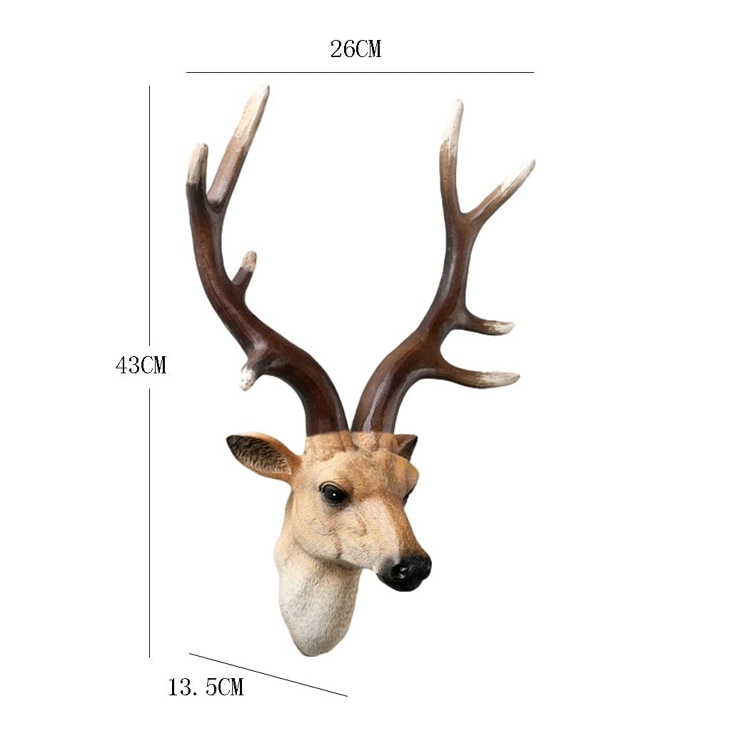 Decorazione da Parete Scultura da Parete Cervo, Testa da Appendere alla Parete Ornamenti tridimensionali con Testa di Animale Artigianato in Resina Murale da Parete per la casa