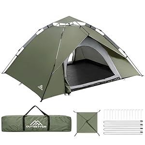 Camping Tent, Instant Pop Up Tent,Waterproof Dome Large Lightweight 4 Seasons Tent,with Removable Outer Tarpaulin & Carry Bag,Easy Set-Up