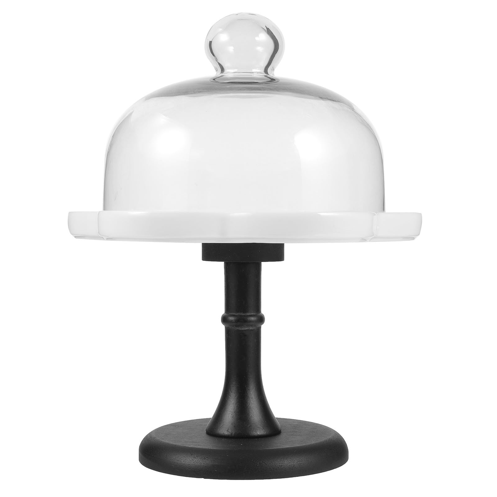 Soporte Alto de Cerámica y Vidrio para Cupcakes y Snacks con Cúpula