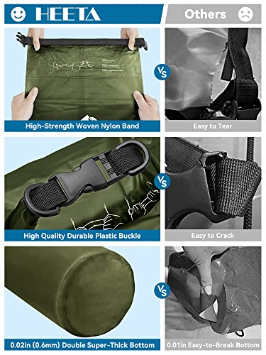 Image of HEETA Dry Bag Waterproof for Women Men, Roll Top Lightweight Dry Storage Bag Backpack with Phone Case for Travel Swimming Boating Kayaking Paddle Board Camping Beach Accessories (Pitch Green, 40L)