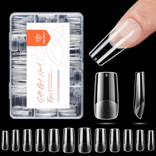 Image of Modelones Medium Square Nail Tips Pre-shaped Soft Gel Fake Nails False Full
