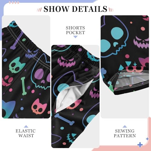 Galaxy Skull Cat Boys Long Pants Soft Trousers Elastic Waist Kids Lounge Bottoms with Pockets S-XL4