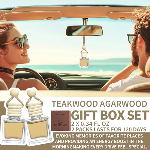 Image of 2-Pack Car Fresheners Long Lasting & Car Deodorizer - Daily Male Teakwood Agarwood Hanging Car Air Freshener, Car Necessities & Scent Diffuser