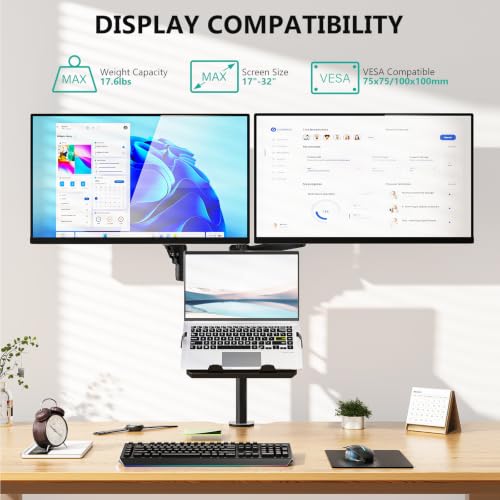 Image of WALI Dual Monitor and Laptop Stand for 17 inch Notebook and 32 inch Screens