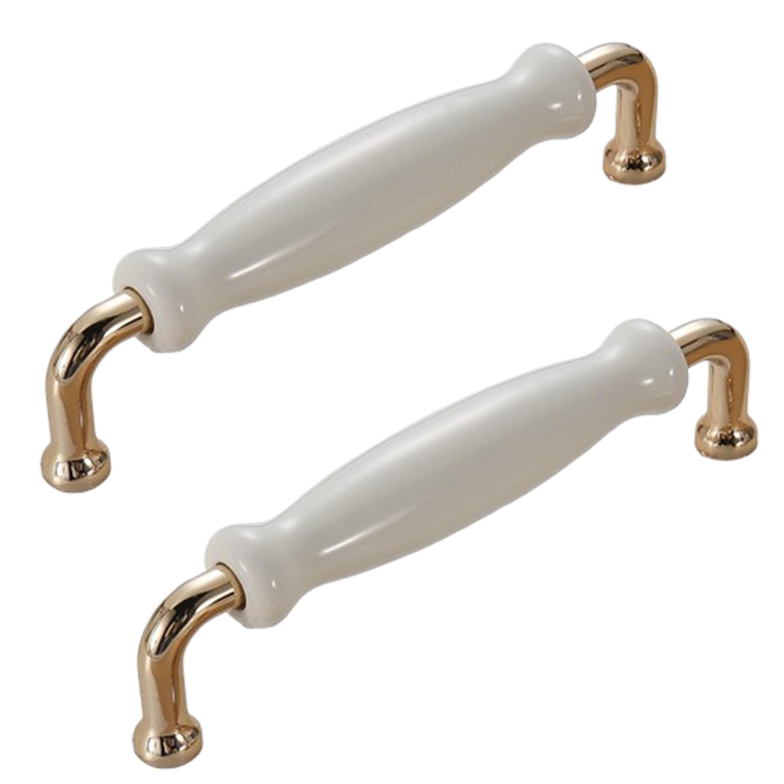 Steytemd White Cupboard Handles Ceramic, 2 × Cabinet Handles Bow Drawer Handles-128Mm/5In