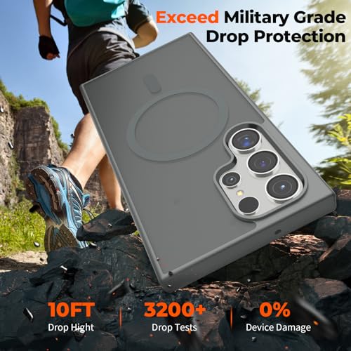 Image of SUPFINE Magnetic for Samsung Galaxy S23 Ultra Case, (Built-in Magnets) (Military Grade Drop Protection) Slim Translucent Shockproof Phone Case,Titanium Gray
