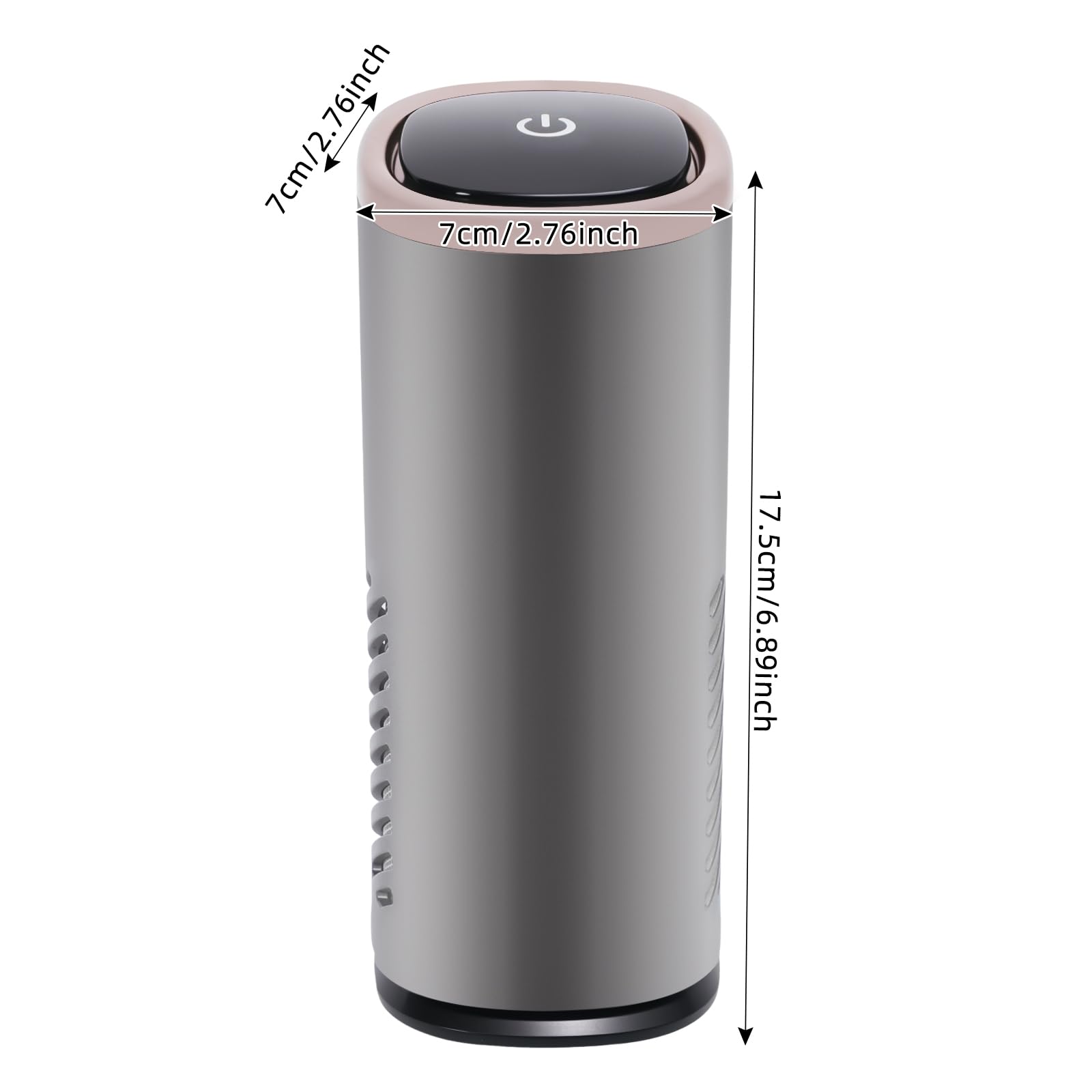 Purificador de aire USB, purificador de aire con aromaterapia, filtro de aire HEPA contra moho, polvo, olores de polen, con iones negativos y luz azul, 36 dB, para coche y hogar (gris)