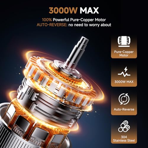 Image of AAOBOSI Meat Grinder Electric, [3000W Max] Meat Grinder Heavy Duty with Auto-Reverse, Innovative Non-Clogging, Built-in Storage, Grinding, Sausage & Kibbe Making for Home Kitchen Use