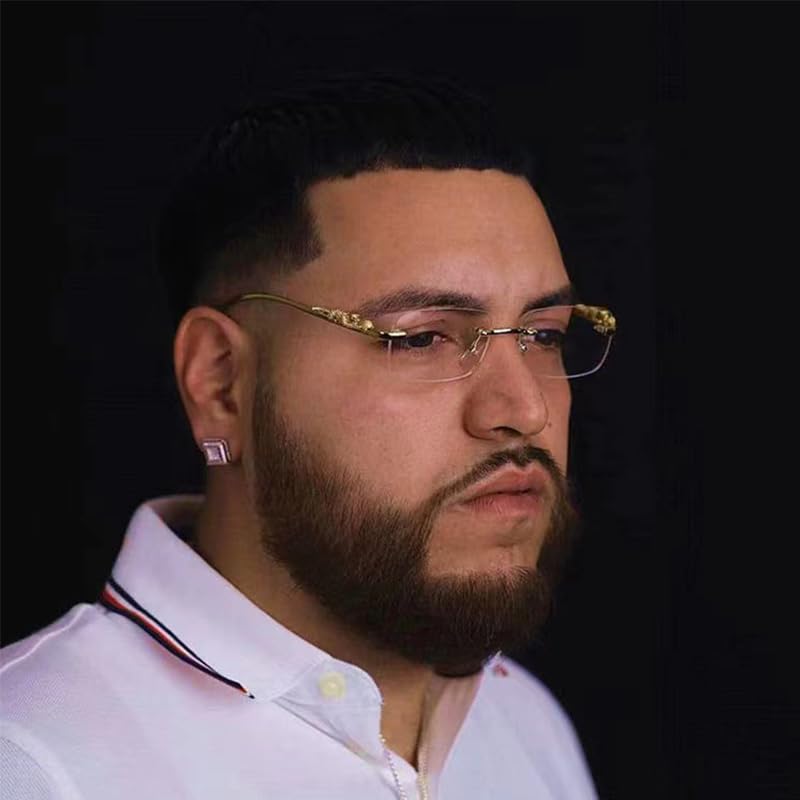 Vintage Small Rimless Rectangle Sunglasses Metal Gold Silver Leopard Eyewear for Women Men3