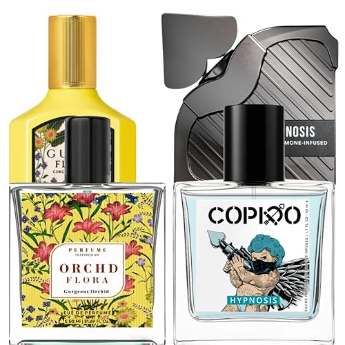 Image of WONJU Unisex Luxury Perfume Duo with Orchid Flora Gorgeous Orchid and Hypnosis Inspired Eau De Parfum, Long Lasting Floral and Bold Fragrance Set for Women and Men