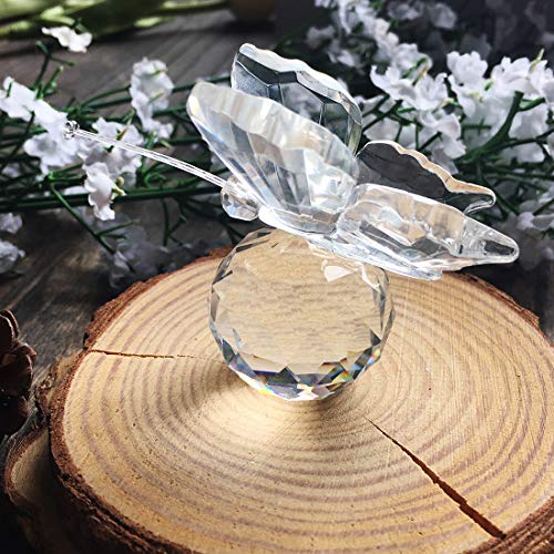 H&D Crystal Flying Butterfly with Crystal Ball Base Figurine Collection Cut Glass Ornament Statue Animal Collectible (Clear) - Image 4
