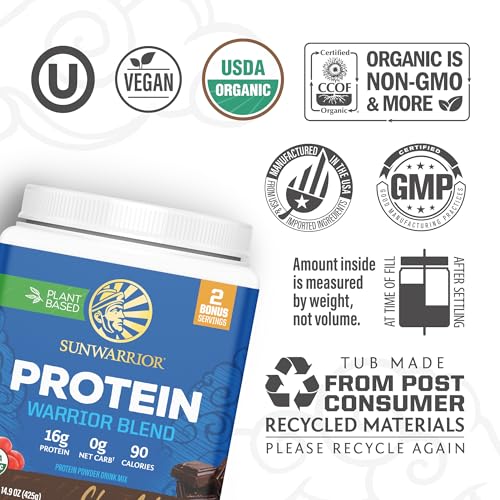 Image of Organic Plant Based Protein Powder | Vegan Organic Protein Powder Chocolate Flavored with BCAA Amino Acids & Hemp Seed Pea Blend | Non-GMO Soy Dairy Filler & Gluten Free (Chocolate, 17 Servings)