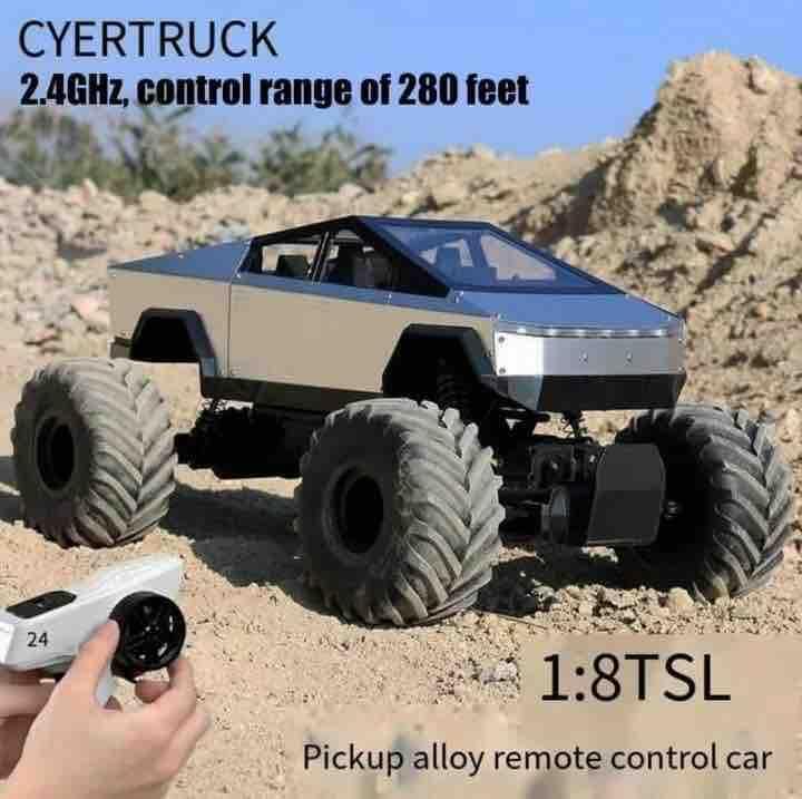 Image of Pritam Store 1:8 Scale Size Remote Control Tesla Cybertruck Rock Crawler, with Metal Shell, 2.4GHz 4WD RC Truck with Headlights, Off Road Monster Truck, Birthday and Surprise Gift for All