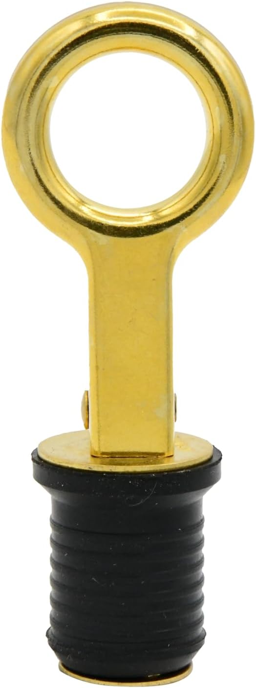 Vinland Marine Brass Snap Handle Drain Plug Ø1 or Ø1-1/4, Boat Plugs, Jon Boat Drain Plug, Boat Hull Drain Plug, Drain Plugs, Live Well Drain Plug, Drift Boat Accessories, Duck Boat Accessories