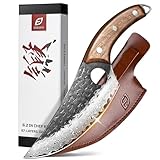 Emojoy Damascus Chef Knife, 67-Layer Damascus Steel Kitchen Knife with Black Hammered Finish, Japanese Knives for Home, Outdoor Cooking, BBQ, Include Gift Box, 6.3 Inch