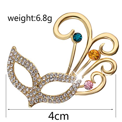 Fashion Mask Brooch for Women Girls Dainty Cubic Zirconia Crystal Diamond Brooches and Pins Corsage Boutonniere Dress Accessories Jewelry Gifts for Wedding Bouquet2
