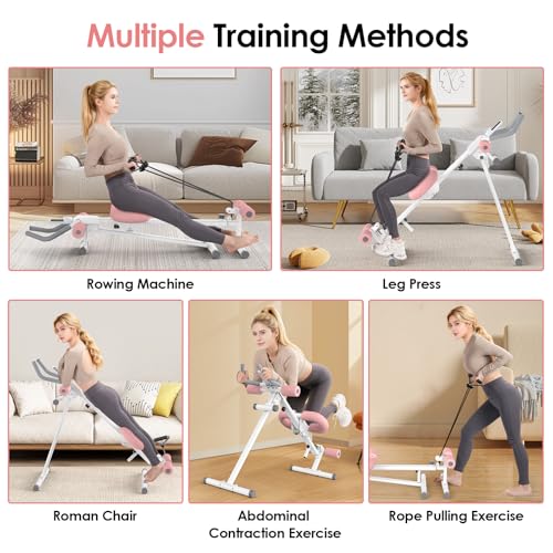 Image of Foldable Ab Machine, 5-in-1 Adjustable Ab Trainer for Home Gym, Full-Body Core Workout Equipment