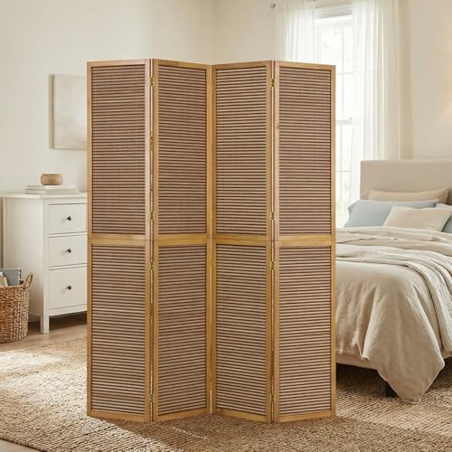 Homestyle4u Paravent Raumteiler in XL Größe, Bambus 4-teilig, Faltbar, 2m Höhe, Holz Braun, Sichtschutz Trennwand für Wohnzimmer