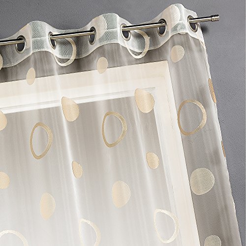 Home Maison - Voilage organza jacquard aux motifs cercles Beige 240.00 x 140.00