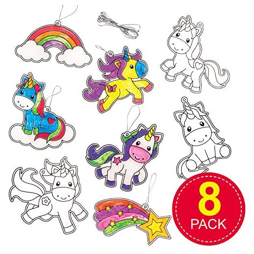 Baker Ross Atrapaluces de unicornios que los niños pueden decorar - Juego de manualidades infantiles (pack de 8)