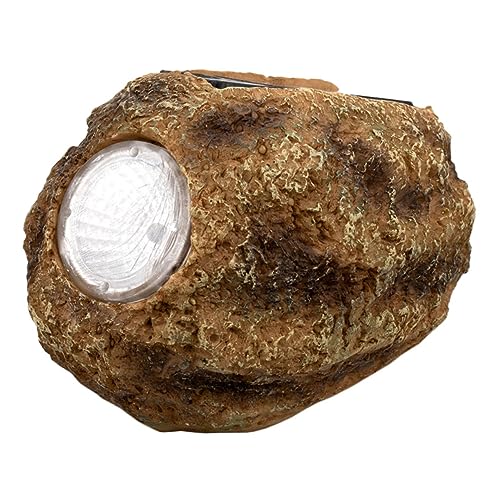 MUCKLILY 1Pieza Lámpara Solar de Jardín Imitación Piedra Resina Decorativa y Luz y Cálida Césped y Paisaje