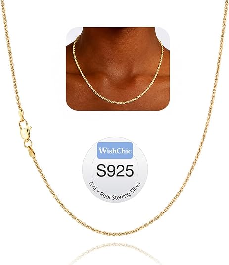 18K Gold Plated Sterling Silver Chain Necklace: Durable, Tarnish-Resistant Design