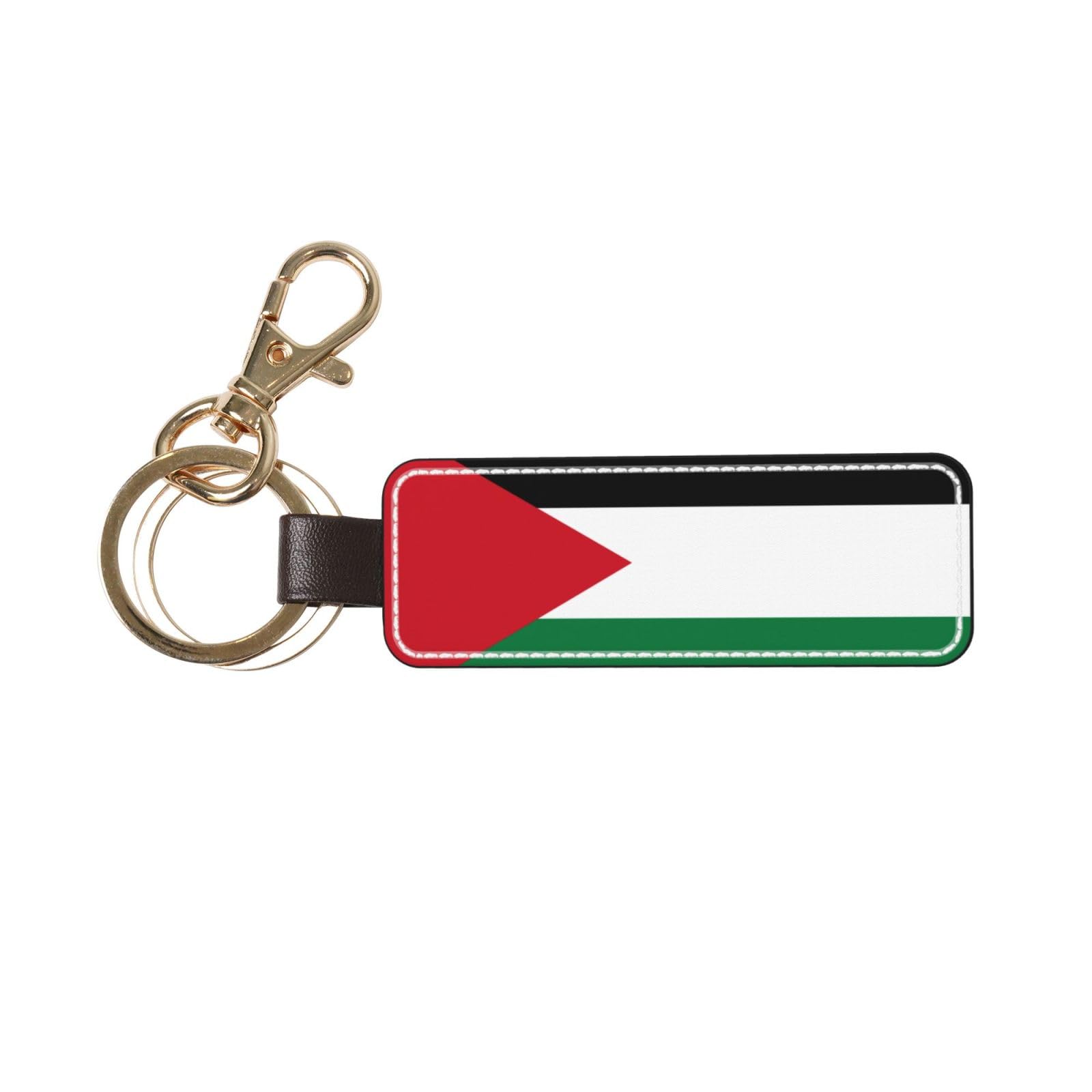 popzzd Palestine Flag1 Print Leather Keychain, Key Fob Holder With Keyrings And Anti-Lost Swivel Clip For Women Men