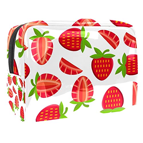 Trousse de maquillage étanche motif fraises pour organiser vos produits