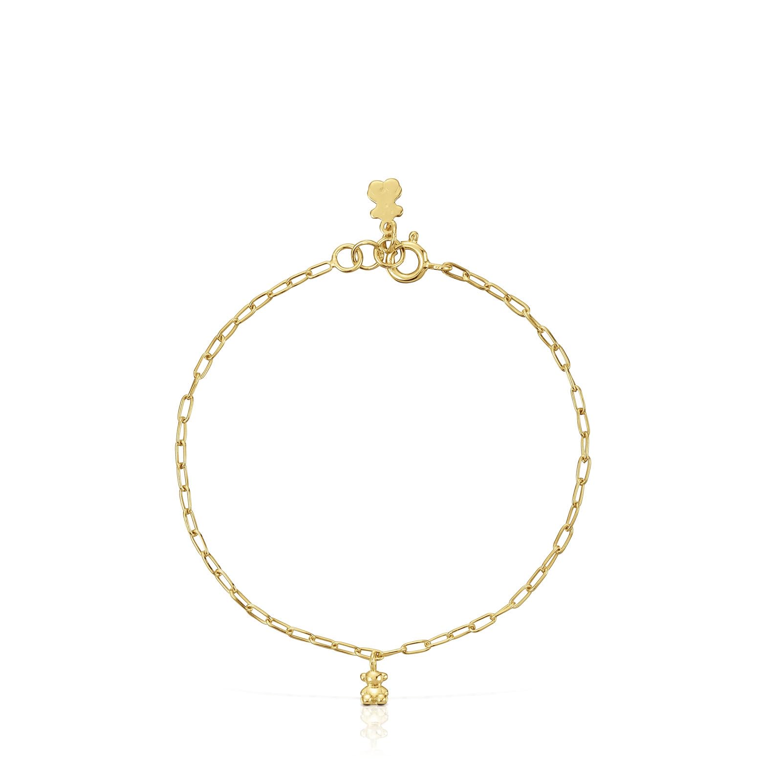 TOUS Pulsera Cadena para Mujer con Baño de Oro 18 Kt sobre Plata de Primera Ley y Anillas Ovales, Colección Bold Bear