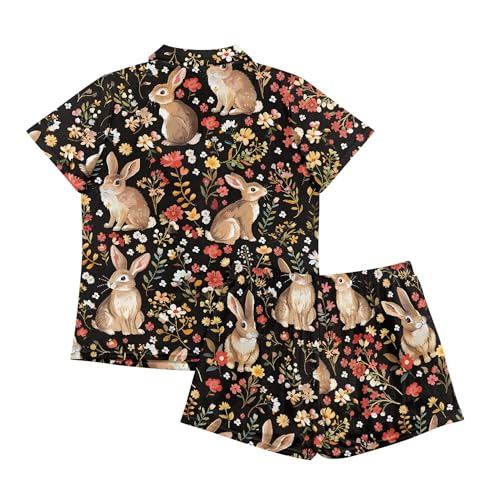 Image of Pjs Womens Short Sleeve Button Down Pajamas Set Two-Piece Nightwear with Pockets