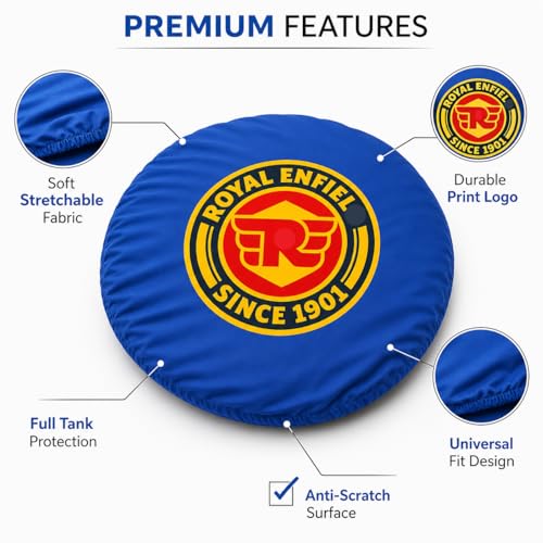 Image of Petrol Tank Cover for Bullet, Classic 350 /500, Electra and Standard, Black, Stretchable Fabric, Since 1901 Logo