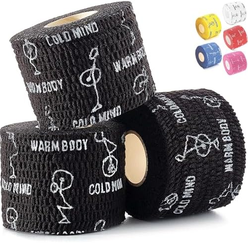 WARM BODY COLD MIND 4.7 cm Premium Lifting Thumb Tape for Weightlifting - Hook Grip for Powerlifting, Strength/Crossfit Training, Deadlift, Weight Lifting, Athletic Finger Wrap (Black, 3 Rolls)