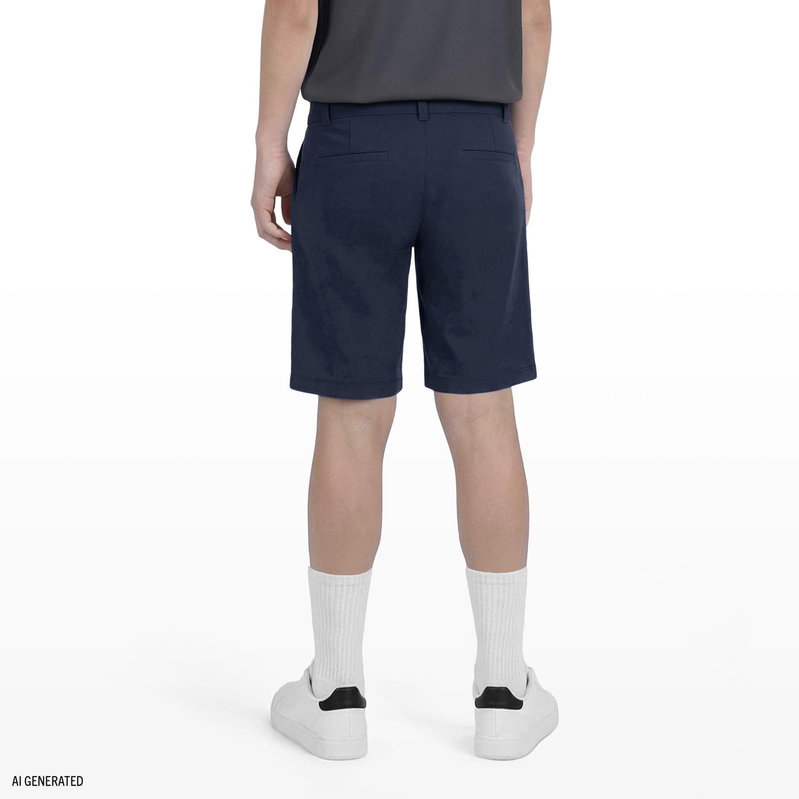 IZOD Boys' School Uniform Flat Front Stretch Performance Short, Navy, 10