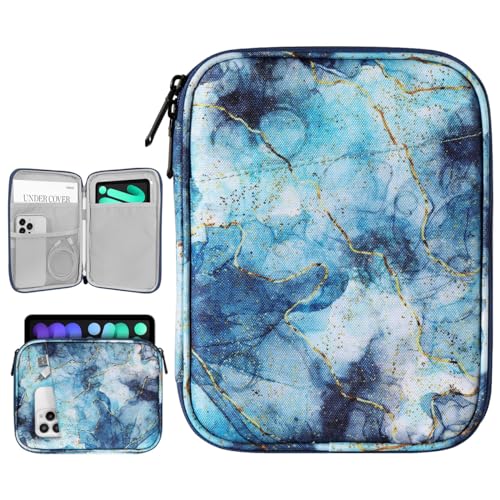 Dadanism 8-9 Pulgadas Bolsa Protectora de Tablet para iPad Mini 7/6 8,3' 2024/2021, iPad Mini 5/4/3/2/1 7,9', Galaxy Tab A7 Lite 8,7'/Tab A 8,0', Tab M8 (4/3/2) 8', Tab M9 9' 2023, Mármol Azul