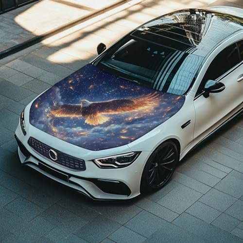 Image of Galaxy Eagle Car Hood Cover Polyester Elastic Fabrics Can be Washed Suitable for Large SUV and Pickup Trucks