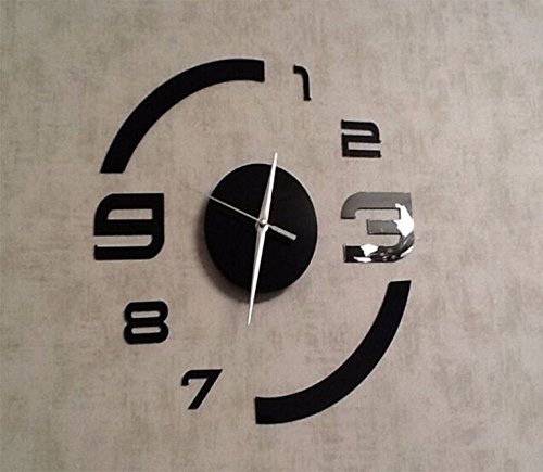 METRO GLOBAL 3D DIY Large Designer Unique Wall Clock Sticker- Black