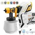 Paint Sprayer 1000W HVLP Electric Spray Paint Gun with 6 Copper Nozzles and 3 Spray Patterns 1200ML High Capacity Container for Furniture, Fences, Walls, Garage Doors (Yellow)