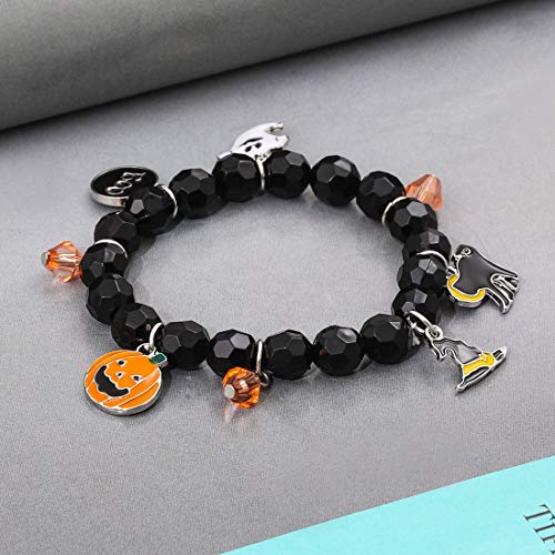 Halloween Bracelets Ghost Pumpkin Switch Charm Bracelets Gifts Stretch Beaded Bracelets for Women4
