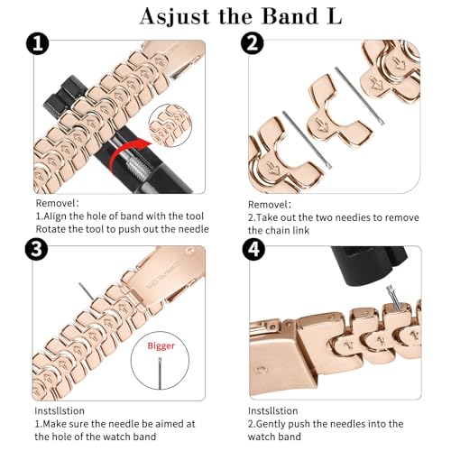 Thin Metal Band Compatible with Apple Watch Band 38mm 40mm 41mm 42mm 44mm 45mm 49mm, Dressy Stainless Steel Chain Strap, Slim Fancy iWatch Band with Case for Women Men